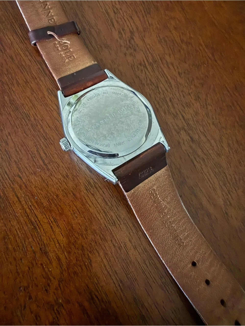 Kenneth Cole Black Dial Watch with Brown Leather Strap
